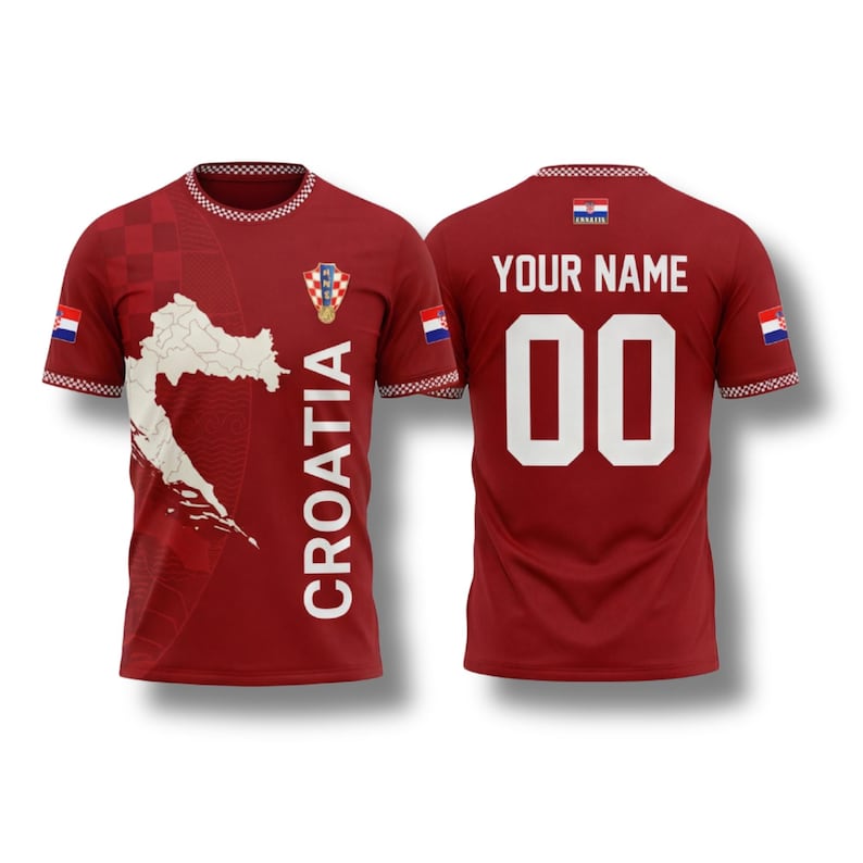 Croatia Soccer Fan Shirt, Custom Name Number Tee, Red Football Gift 2026 Style 1