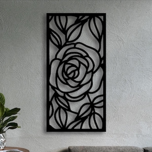 Rosblommig panel - Botanisk konst Svg Dxf Png - CNC-skärfil, Vektorgrafikfiler
