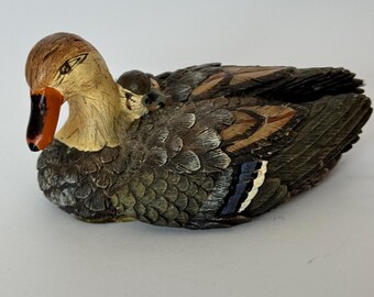 Vintage Mom and Baby Duck Figurine – Sturdy Mallard Decoy Home Decor