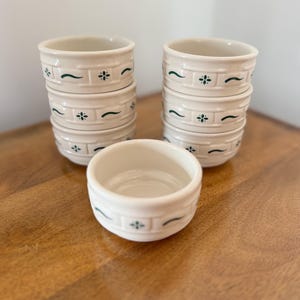 Vintage Longaberger Set of 7 Woven Traditions Stackable Ramekins or Custard Dishes