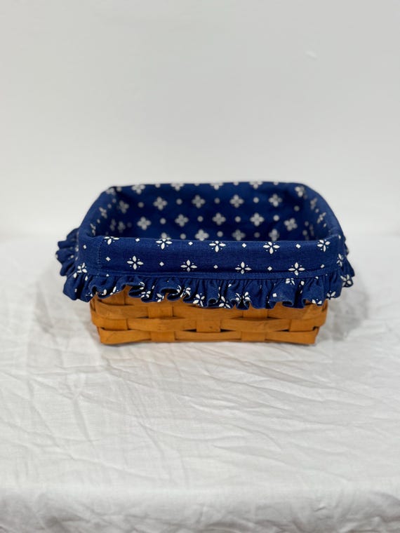 Small Longaberger Basket with Classic Blue Fabric Liner