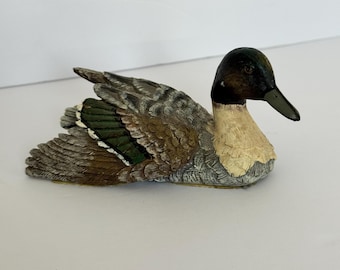 Vintage Duck Figurine - Preening Pintail Duck Decoy