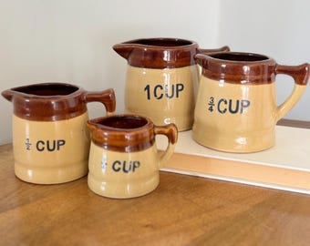 Vintage Stoneware Measuring Cups Set
