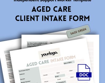 Modulo di ammissione per clienti di assistenza agli anziani Modello per assistente sociale indipendente (digitale) Sage Green