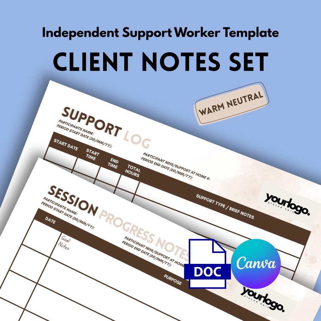 Client Notes Set NDIS Aged Care Independent Support Worker ...