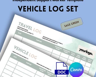 Set di registri dei veicoli NDIS Aged Care - Modello di assistente sociale indipendente (digitale) Sage Green