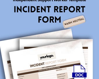 Modulo di segnalazione degli incidenti - Assistenza agli anziani NDIS. Modello per assistente sociale indipendente (digitale) Neutro Caldo