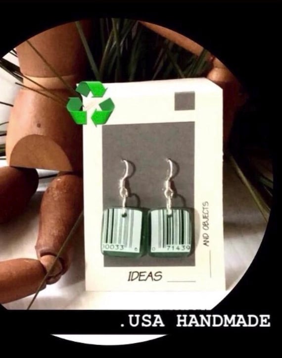 Modern Vintage BAR CODE Earring handcrafted in the USA