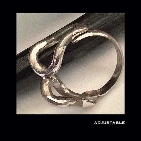 Adjustable SILVERTONE RING preowned and cared for - image 3