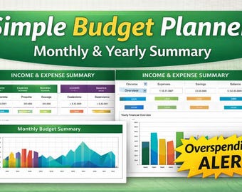 Simple Budget Planner | Excel Spreadsheet Template for Monthly Budgeting, No Google Account Needed