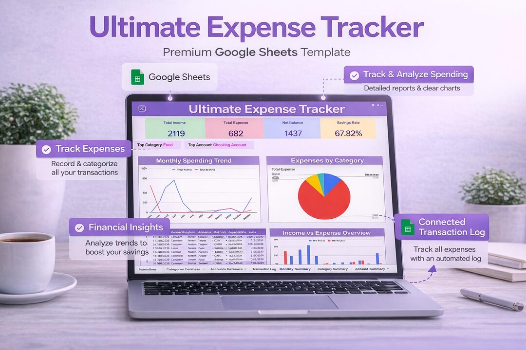 Ultimate Expense Tracker Google Sheets | Monthly Budget Planner ...
