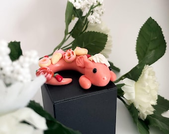 Polymer Clay Dragon Figurine: Handmade Miniature Fantasy Creature, Unique Collectible Toy