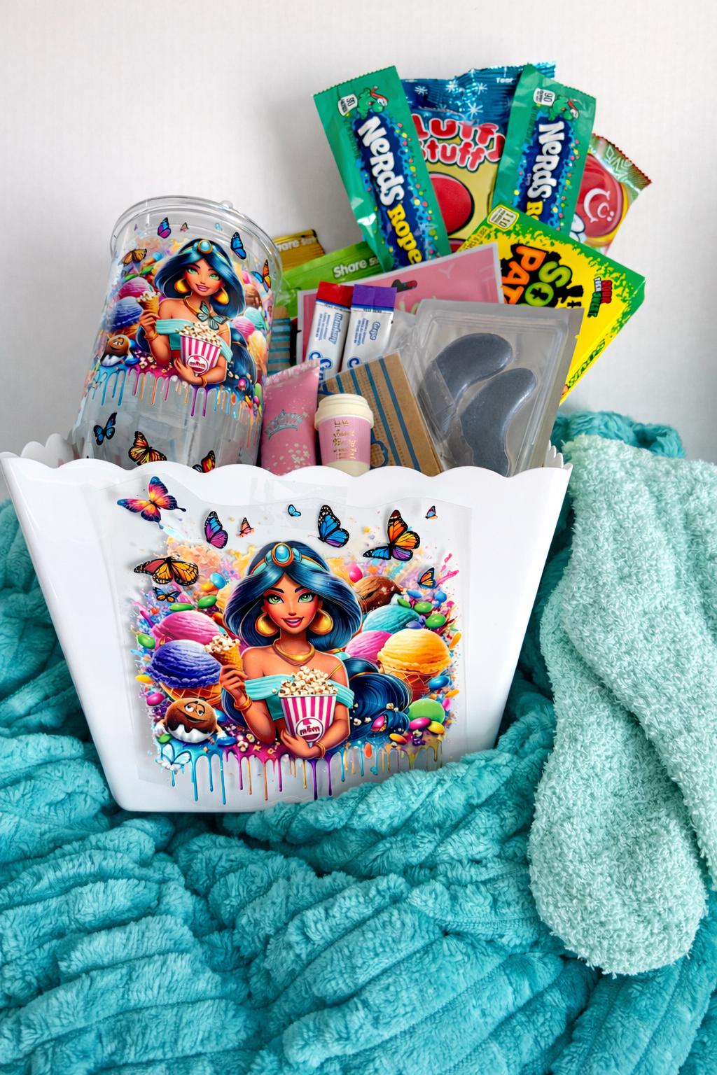 Movie Night Snack Box Gift Set, Cozy Blanket & 16oz Cup - Etsy