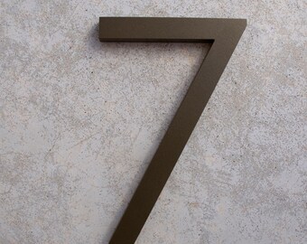 Modern House Number Aluminum Modern Font Number SEVEN 7 in Bronze