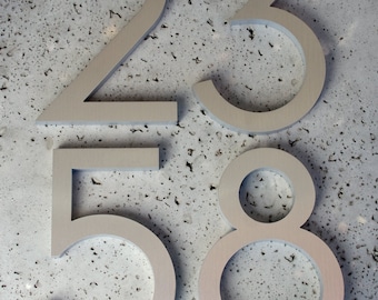 Modern House Numbers Modern Font Recycled Aluminum  Brushed Finish 3" 4" 6" 8" 12" 15"  -  Made In the USA