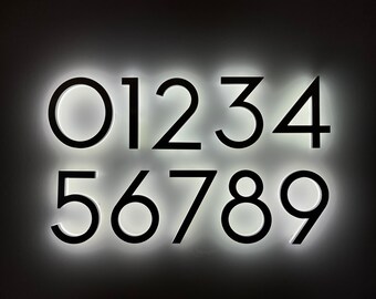 Modern LED Backlit House Numbers | Letters  6 inch tall -  Modern Font - Made In USA!