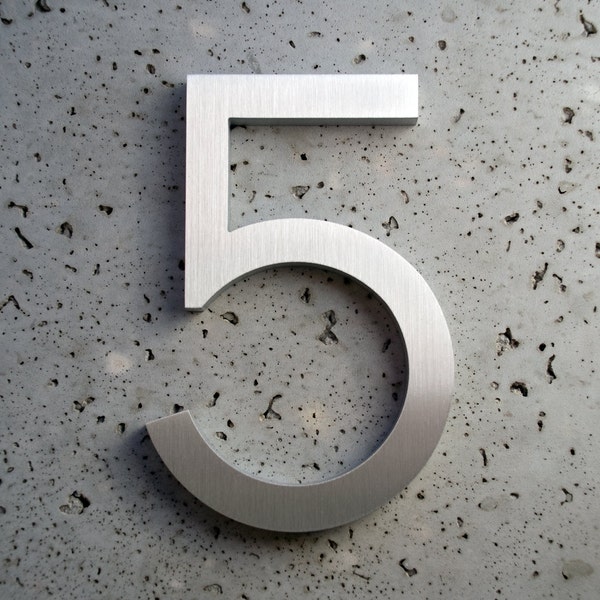 Modern House Numbers Aluminum Modern Font Number Five 5