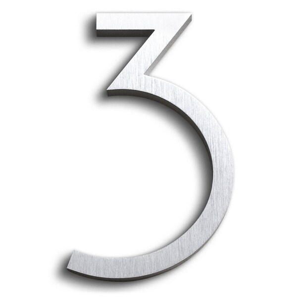 Modern House Number Aluminum Contemporary Font Number Three  3