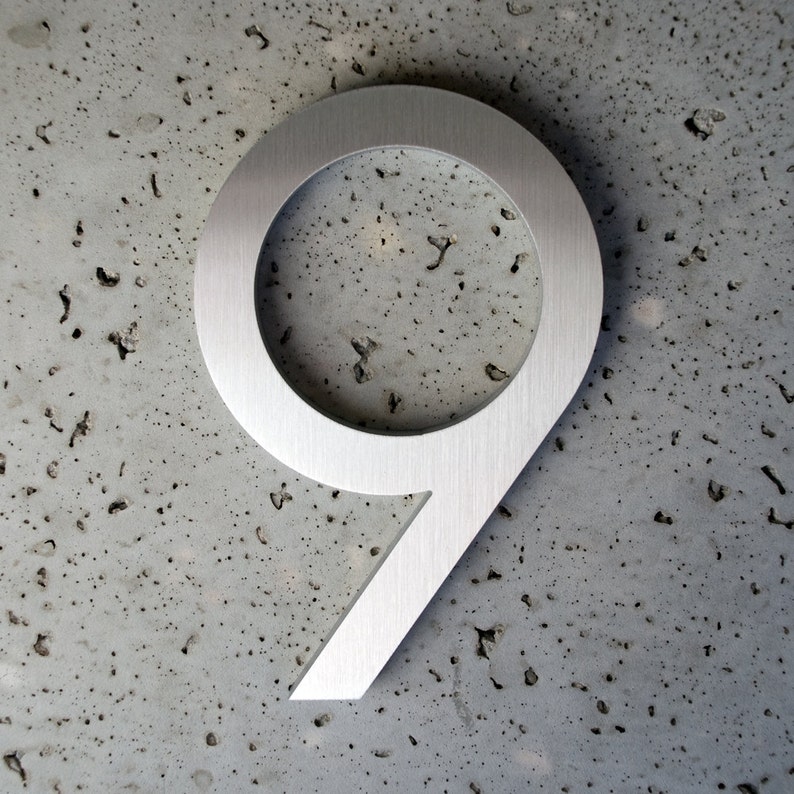 Modern House Numbers Aluminum Modern Font Number Nine 9 zdjęcie 1