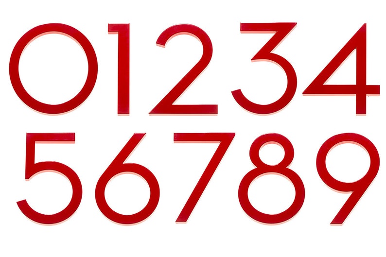 Modern House Number Aluminum Modern Font Number THREE 3 in RED - Etsy UK