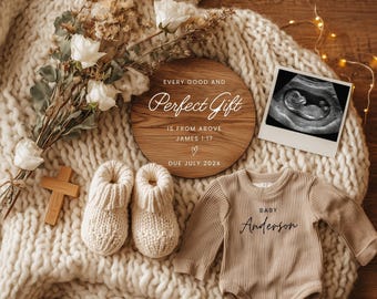 Christian Baby Announcement Template: JAMES 1 17, Social Media (Digital Download)