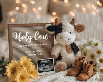 Holy Cow Pregnancy Announcement : Canva Editable Digital Template, Wester Baby Reveal, Social Media