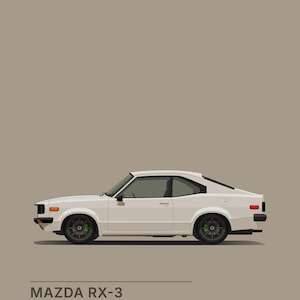 Illustrazione della Mazda RX-3 del 1972 – Studio Collection / Minimal Automotive Art (Download digitale)