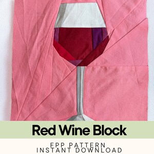 Weinrote Quilt Block-Muster 10 "x 10" • Foundation Paper PDF zum Herunterladen