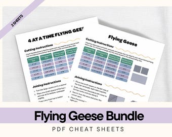 Flying Geese Methods Bundle • 1-at-a-Time & 4-at-a-Time Cheat Sheets • Downloadable PDF Quilting Printable