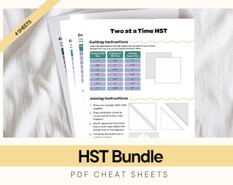 Paquete de triángulos cuadrados y medios • Hojas de referencia para 2, 4, 8 y 32 piezas / Imprimibles de acolchado para principiantes (Descarga instantánea en PDF)