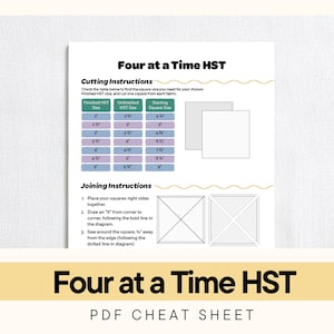 4 at a Time Half Square Triangle Cheat Sheet • Quilting Guide (PDF)