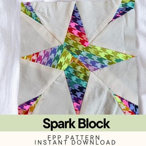 Sparkle Quilt Block FPP Pattern 10" x 10" • Foundation Paper Piecing PDF Downloadable