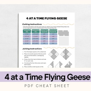 4-at-a-Time Flying Geese Cheat Sheet • Downloadable PDF Quilting Printable