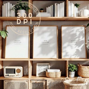 Utskrivbar väggdekoration "Nya början" - set med 3, neutrala minimalistiska citattryck, digital nedladdning
