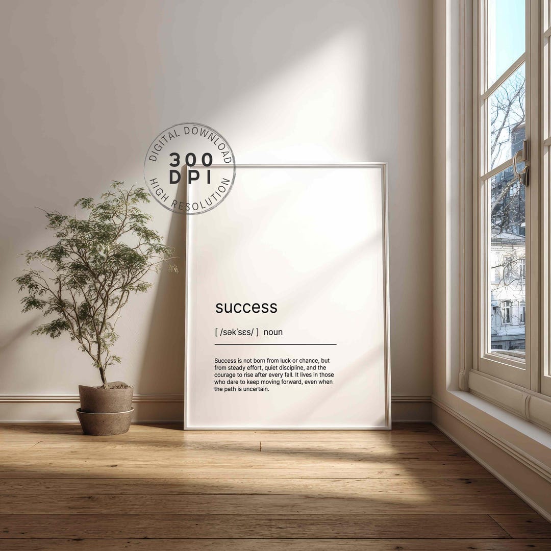 Minimalist Success Wall Art Print, Motivational Office Poster, Black ...