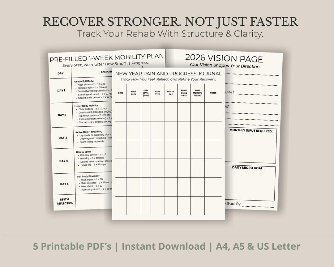 Injury Recovery & Rehab Tracker | Physical Therapy Journal Progress ...