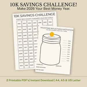 10K Savings Challenge Printable | Savings Challenge PDF | 10000 Savings Challenge| Save 10K Challenge  | Money-Saving Tracker