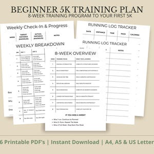 Beginner 5K Training Plan | 8 Week Couch to 5K Program & Run Challenge | First 5K Schedule | Beginner Fitness Guide Printable