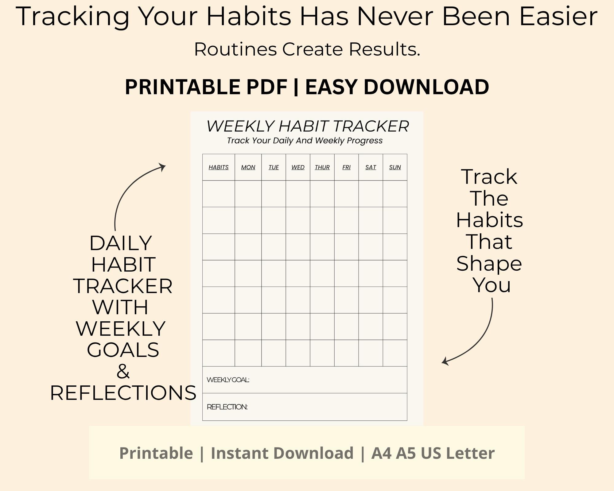 Printable Weekly Habit Tracker | Minimalist Daily Routine Planner (PDF ...