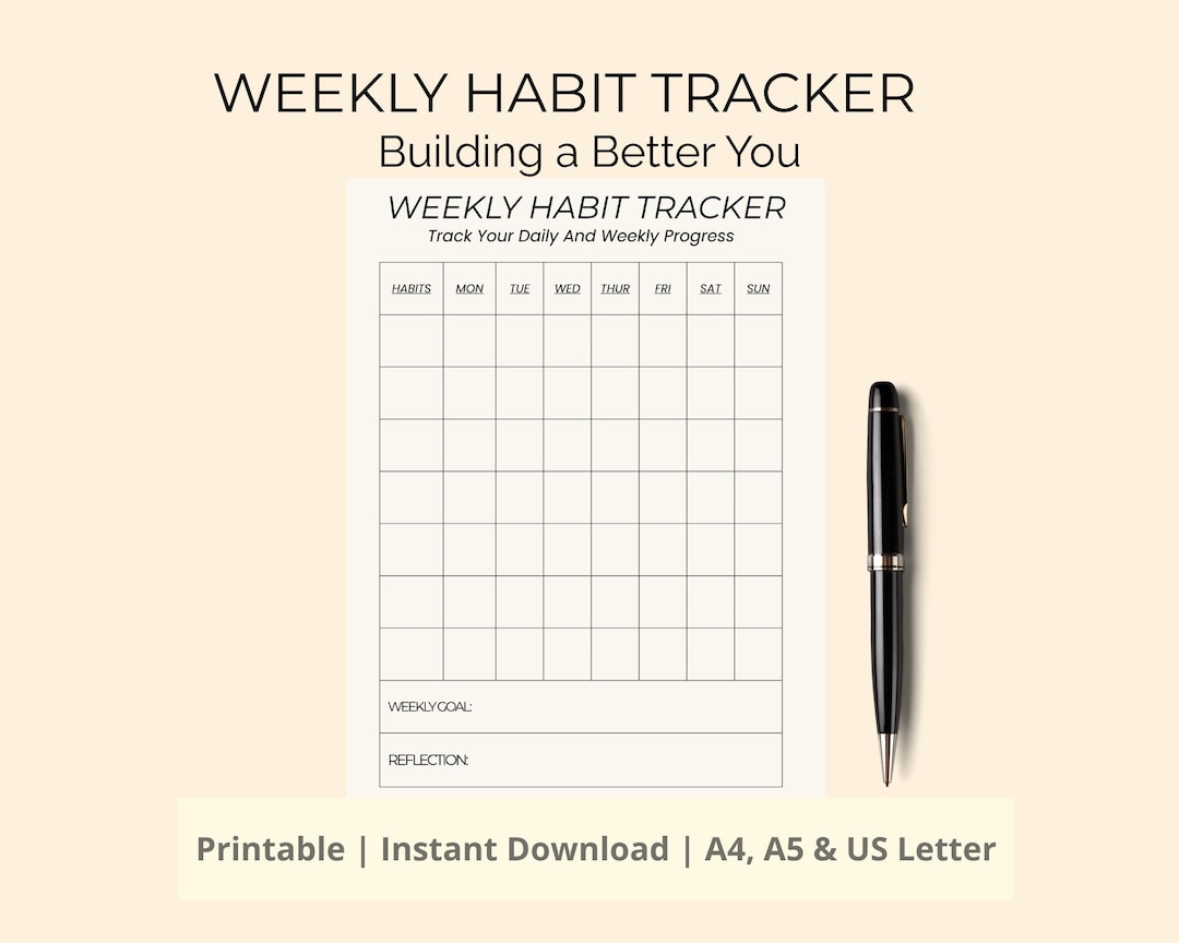 Printable Weekly Habit Tracker | Minimalist Daily Routine Planner (PDF ...