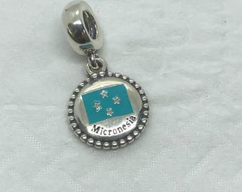 Pandora flag of the Federated States of Micronesia Exclusive charm/Travel charm|S925 Sterling Silver Jewelry|Charm Bracelets|with gift Box