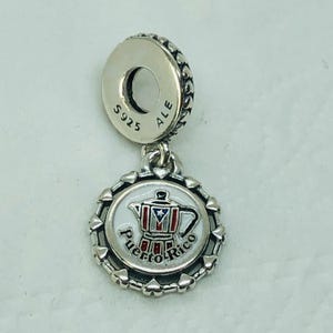 Pandora Puerto Rico Moka Pot Dangle Charm/Reisbedel|Verjaardagscadeau|S925 sterlingzilveren sieraden|Bedelarmband|met geschenkdoos