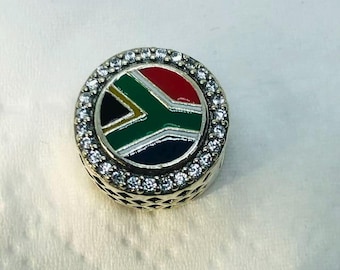 South Africa Flag Exclusive Bead Charm/Travel charm/Christmas gifts|S925 Sterling Silver Jewelry|Charm Bracelet|with gift Box