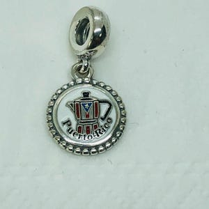 Pandora Puerto Rico Moka Pot Dangle Charm/Reisbedel|Verjaardagscadeau|S925 sterlingzilveren sieraden|Bedelarmband|met geschenkdoos