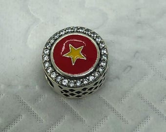 Pandora Vietnam Exclusive Country Flag Dangle Moments Charm /Travel charm gifts|S925 Sterling Silver Jewelry|Charm Bracelet|with gift Box