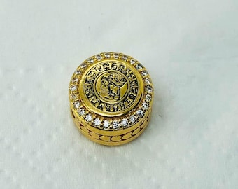 Pandora Cozumel Caribbean Island Bead Charm /Gold Flag Round charm/Travel charms|Birthday gifts|S925 Sterling Silver Jewelry/with gift Box