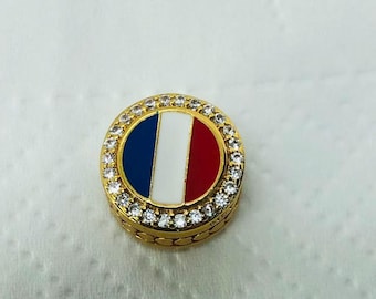 Colgante exclusivo con la bandera de Francia, regalo de viaje, joyería de plata de ley S925, pulsera con dijes, con caja de regalo.