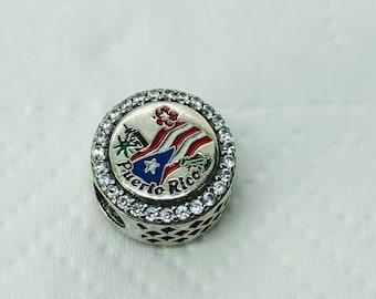 Puerto Rico Country Exclusive Bead Charm Pendant/Travel charm gifts|S925 Sterling Silver Jewelry|Charm Bracelet|with gift Box