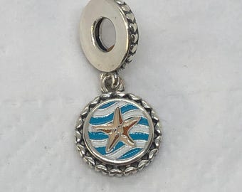 Pandora On Beach CHARM/Mode Vacation Starfish Ocean Waves Dangle Charm/Travel charms|S925 Sterling Silver Jewelry Charm |with gift Box