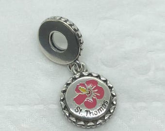 Charm colgante exclusivo de Pandora Isla de Santo Tomás/Charm de viaje/Joyería de plata de ley S925/Pulseras con charms/Con caja de regalo